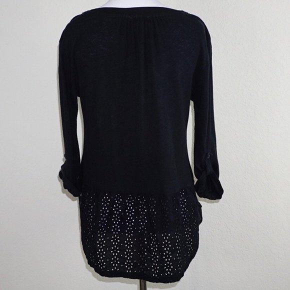 Anthro Meadow Rue Effortless Eyelet Henley Top - Picture 7 of 8